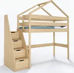 Jasanová patrová postel Junior domeček