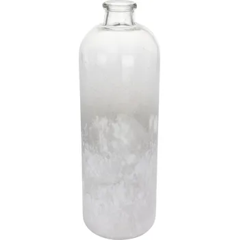 Váza Skleněná váza světle šedá pískovaná 33x11 cm (136429 041 HC7212050 váza sv.šedá sklo 33cm)