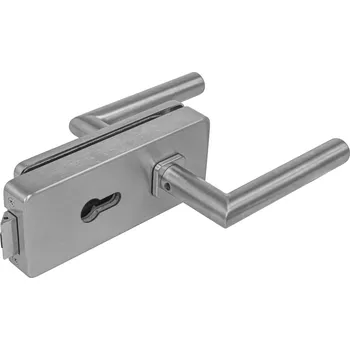 Dveřní kování MPK - UNIQUE R8 - ZÁMEK na sklo s klikou FAVORIT - PZ kování na sklo PZ otvor BN - Broušená nerez