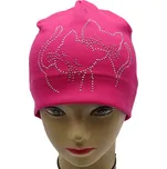 RDX 0517 Dívčí čepice KOČKY kamínky Barva: tm. růžová, Velikost: 4 (3-5 let)