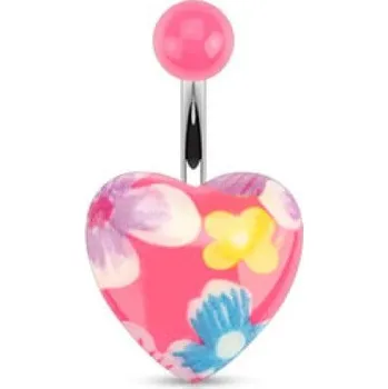 Piercing Piercing do pupíku květované srdce