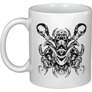 Hrnek malý bílý s potiskem Znak lebky - levá