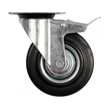 Pojezdové kolečko Kolečko gumové otočné 125 mm, nosnost 100 kg s brzdou