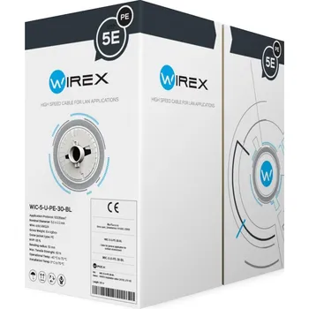 elektrický kabel Wirex WIC-5-U-PE-30-BL WIREX Instalační kabel CAT5E U/UTP PE 305m box černý