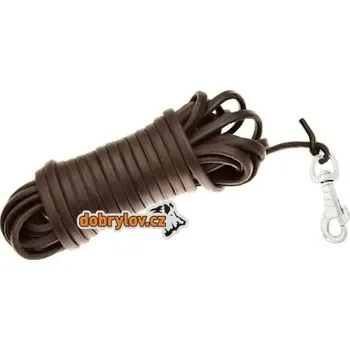 Obojek pro psa edworld Barvářská šňůra kožená, průměr kůže 6mm, kulatá, barva hnědá, karabina zdobná Délka: 6 m
