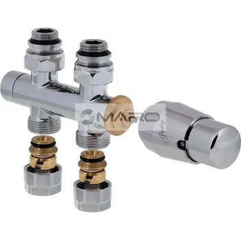 Radiátor Hydronix Set radiátorový středový 344 Z, přímý Cu 15 x 1 mm, termostatická hlavice Prestige, bez krytek, lesklý chrom, 34402CZ
