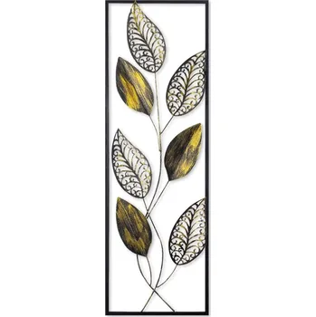 Nástěnná kovová dekorace LEAF černá/zlatá