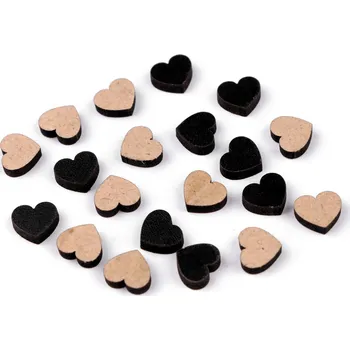 Svatební dekorace Dřevěná srdíčka Ø10 mm černá - přírodní