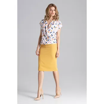 Dámské oblečení Dámská klasická sukně M658 hořčicová - Figl hořčicová M/L