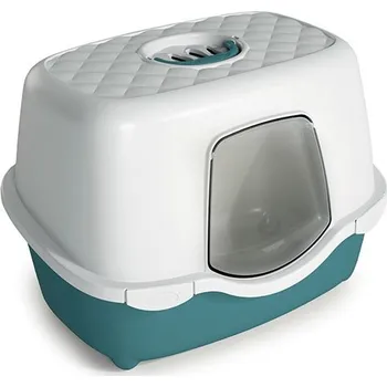 Toaleta pro kočku Toaleta pro kočky Trés Chic Indoor Filter - kočičí WC s filtrem, holubí šedá/bílá krytá - kočičí WC s filtrem, 56 x 39 x 39 cm, anglická zelená/bílá