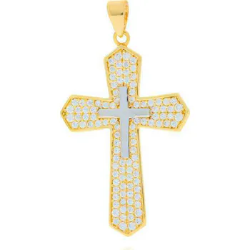 Přívěsek Zlatý křížek se zirkony