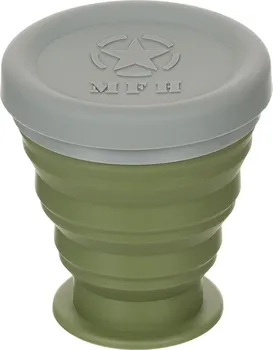 Kempingové nádobí MFH 33399 skládací silikonový kelímek s víčkem 200 ml šedý/zelený
