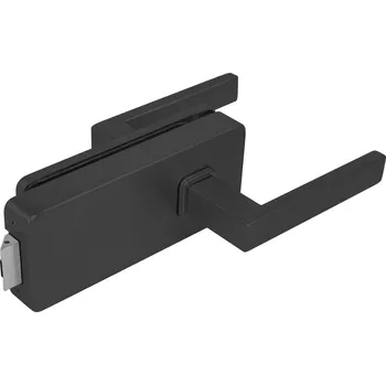 Nábytkové kování MPK - UNIQUE R8 - ZÁMEK na sklo s klikou QUADRA - bez otvoru zadní kování na sklo bez otvoru zadní BS - Černá matná