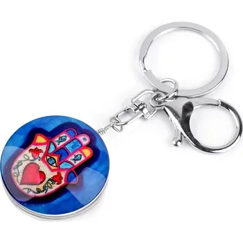 Přívěsek na kabelku/klíče Ruka Fatimy - červená na modrém podkladu