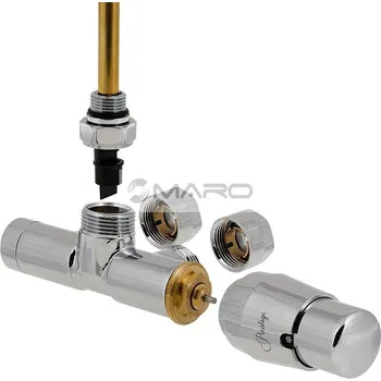 Instalatérský materiál Hydronix Set radiátorový Unico Z jednobodový, rohový Cu 15 x 1 mm, pravý, termostatická hlavice Prestige, bez krytek, lesklý chrom, Uni02PCZ