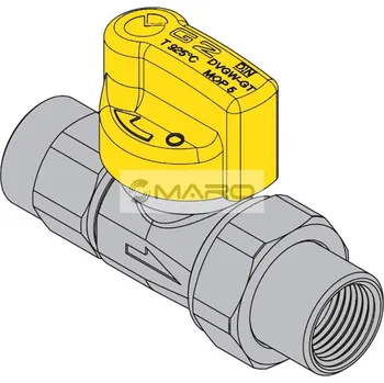 Ventil Comap Kohout kulový na plyn G2T_P Firebag, přímý, protipožární FF 1", CZG2T110C00