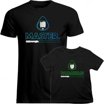 Žertovný předmět Komplet pro otca a syna - Master / Padawan - trička s potiskem- Tričkový.cz