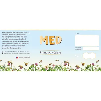 Etiketa na sklenici - 4 modrá - Med