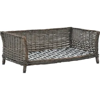 Pelíšek pro psa vidaXL Marketos Pelíšek pro psy s poduškou šedý 90 x 54 x 35 cm přírodní vrba