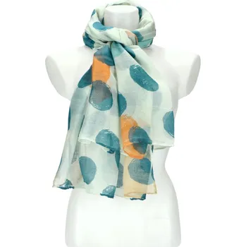 Šála Letní dámský barevný šátek s puntíky 180x72 cm modrá