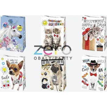 Taška papírová dárková 23x32x11 cm (lak) - zvířátka (mix 1)