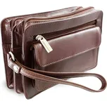 Hnědá kožená dvouzipová etue 611-1080-40 + doprava zdarma