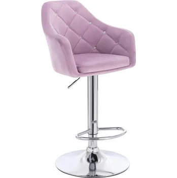 Barová židle Barová židle Hamar Diamonds velur na stříbrném talíři - fialový vřes