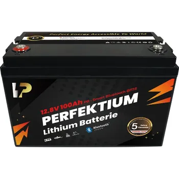 Trakční baterie Trakční baterie 100 Ah, 12,8 V, Perfektium LiFePo4 Lithium, přes 3000 cyklů, 5 let záruka, s vestavěným Smart BMS, Bluetooth, PB-12.8V 100Ah Perfektium (Perfektium)