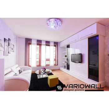 Ložnice VARIOWALL - 310 De Lux - Luxusní sklápěcí postel v obývací stěně - Bíločerná lesk