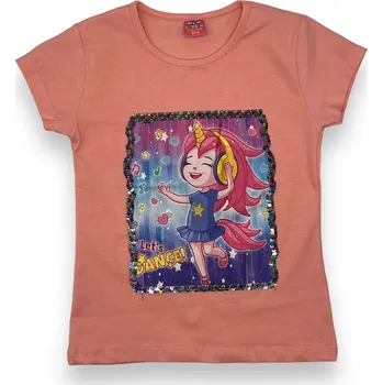 Leycin Dívčí blikající meruňkové tričko s krátkým rukávem BEATA Barva: Meruňková, Velikost: 104