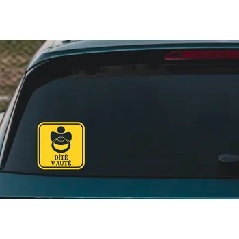 Samolepící dekorace Lepy.cz Samolepka na auto Dítě v autě - Dudlík Velikost (šířka x výška): 15x15cm, Barevná varianta: Krémová