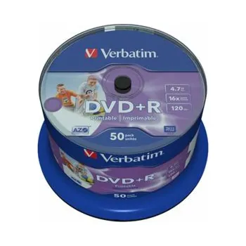 Optické médium 1x50 Verbatim DVD+R 4,7GB 16x Speed, wide printable NON-ID