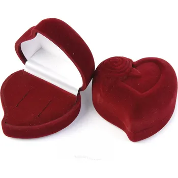 Dárková krabička Dárková krabička sametová srdce bordové 5.8 x 5.5cm