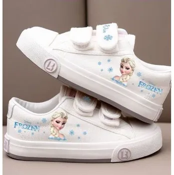 Dětská treková obuv Frozen (Ledové království) Dívčí tenisky na suchý zip - Frozen Barva: Elsa - bílé, Velikost: 33 (21 cm)