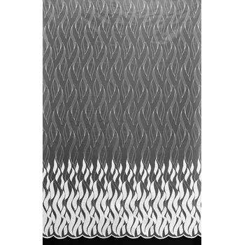 Tylová záclona 643/6013 vyšívané plamínky, s bordurou, bílá, výška 100cm ( v metráži)