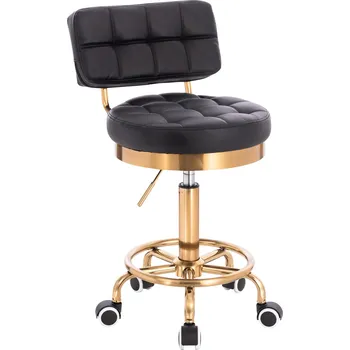 Otočné křeslo ekokůže Ski na zlaté podstavě s kolečky - černé