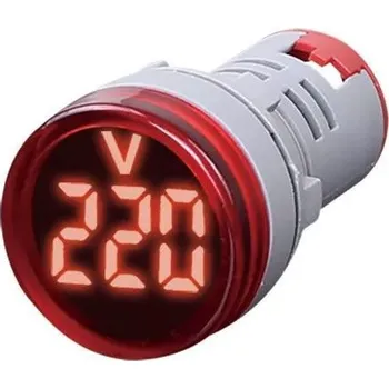 Voltmetr panelový AD16-22DSV, MP 60-500VAC, červený, větší segmenty