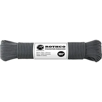 Lano Šňůra PARACORD polyester 550LB 30m 4mm ŠEDÁ