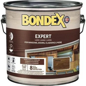 barva a nátěr na dřevo BONDEX CLASSIC - Tenkovrstvá syntetická lazura na dřevo - chestnut - kaštan 2,5 l