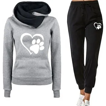 Dámská tepláková souprava potisk Srdce Barva: Šedá, Velikost: XXL