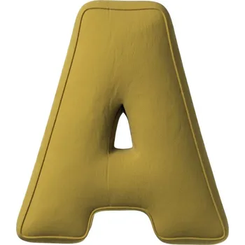 Polštář Yellow Tipi Olivově zelený sametový polštář písmeno A 40 cm