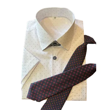 Chlapecká košile Chlapecká košile s krátkým rukávem bílá s drobným modrým vzorem MIK51