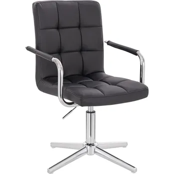 Křeslo Otočné křeslo ekokůže Bergen černé na stříbrném kříži
