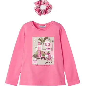 MAYORAL dívčí tričko DR a gumička do vlasů růžová vel. 92 cm