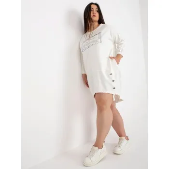 Dámská tunika Dámské šaty s ozdobnými knoflíky plus size LIPA ecru