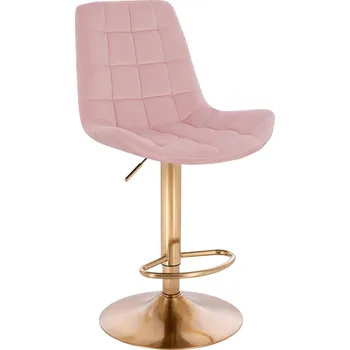 Barová židle Voss velur pudrově růžová - na zlatém talíři