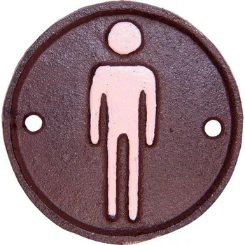 Plechová cedule Clayre & Eef, Holandsko Clayre & Eef - Litinová cedulka k označení WC pro pány - Ø 8 cm