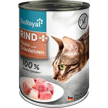 Krmivo pro kočku ZooRoyal pro kočky hovězí + kuře a kachní srdce 6 × 400 g