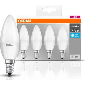 Žárovka OSRAM Sada 4x LED žárovka E14, Candle, 5,5W, 470lm, 4000K, neutrální bílá