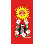 Dětská plážová osuška KRTEK A SLUNÍČKO (Krteček), červená, froté, 70x150cm